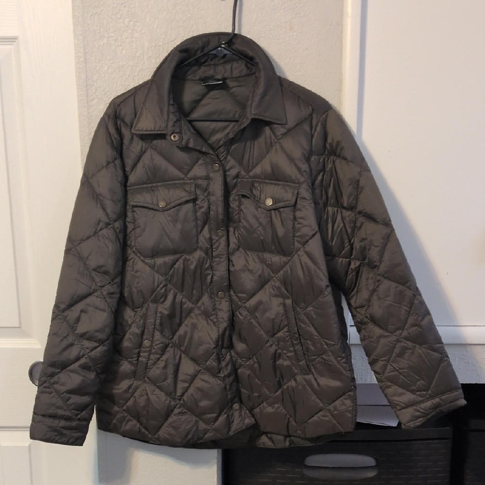 32 Degrees Quilted Button-Up Puffer Jacket - Charcoal Gray - Picture 1 of 4